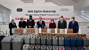 OKULLARA TEMİZLİK MALZEMESİ DAĞITIMI DEVAM EDİYOR