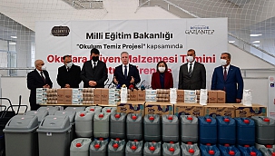 OKULLARA TEMİZLİK MALZEMESİ DAĞITIMI DEVAM EDİYOR