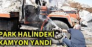 Elbistan'da Park Halindeki Kamyon Yandı